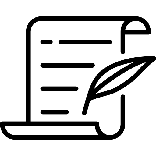 ikon av et dokument og en fjærpenn